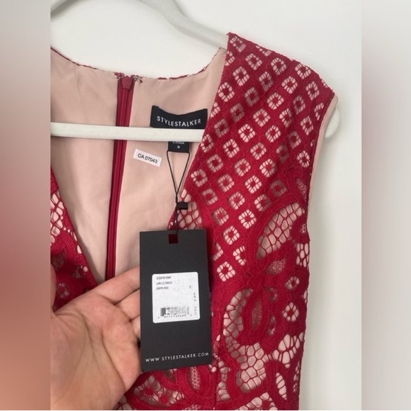 REVOLVE STYLESTALKER red feminine lace mini dress dark academia cute goth S - Picture 4 of 8